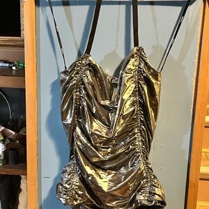 Metallic Ruched Top
